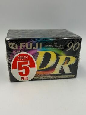 FUJI DR90 Blank Cassette Tapes 5 Pack Sealed Unopened